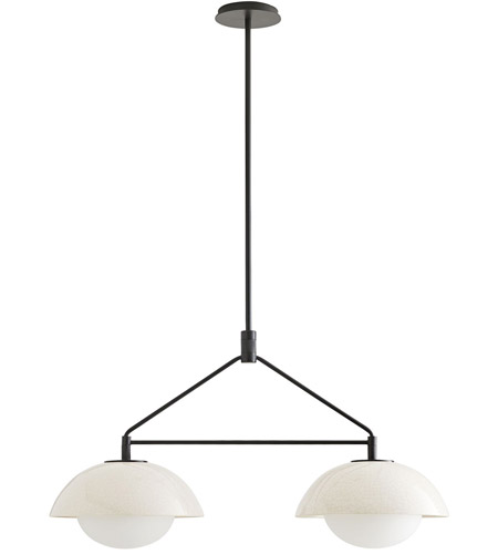 Arteriors DA49001 Glaze 2 Light 32 inch Ivory Stained Crackle and Blackened Steel Linear Pendant Ceiling Light