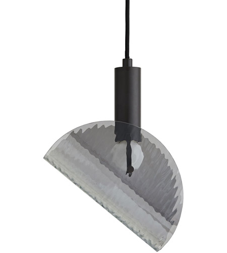Arteriors DA49013 Bend 1 Light 9 inch Blackened Steel Pendant Ceiling Light in Rippled Smoke Glass