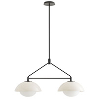Arteriors DA49001 Glaze 2 Light 32 inch Ivory Stained Crackle and Blackened Steel Linear Pendant Ceiling Light photo thumbnail