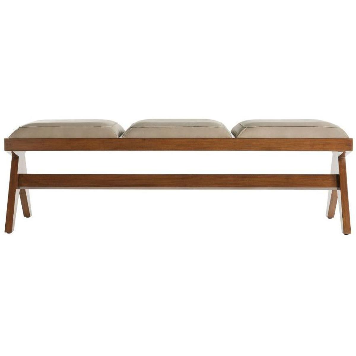 Luchesse Morel Leather Beige Accent Bench