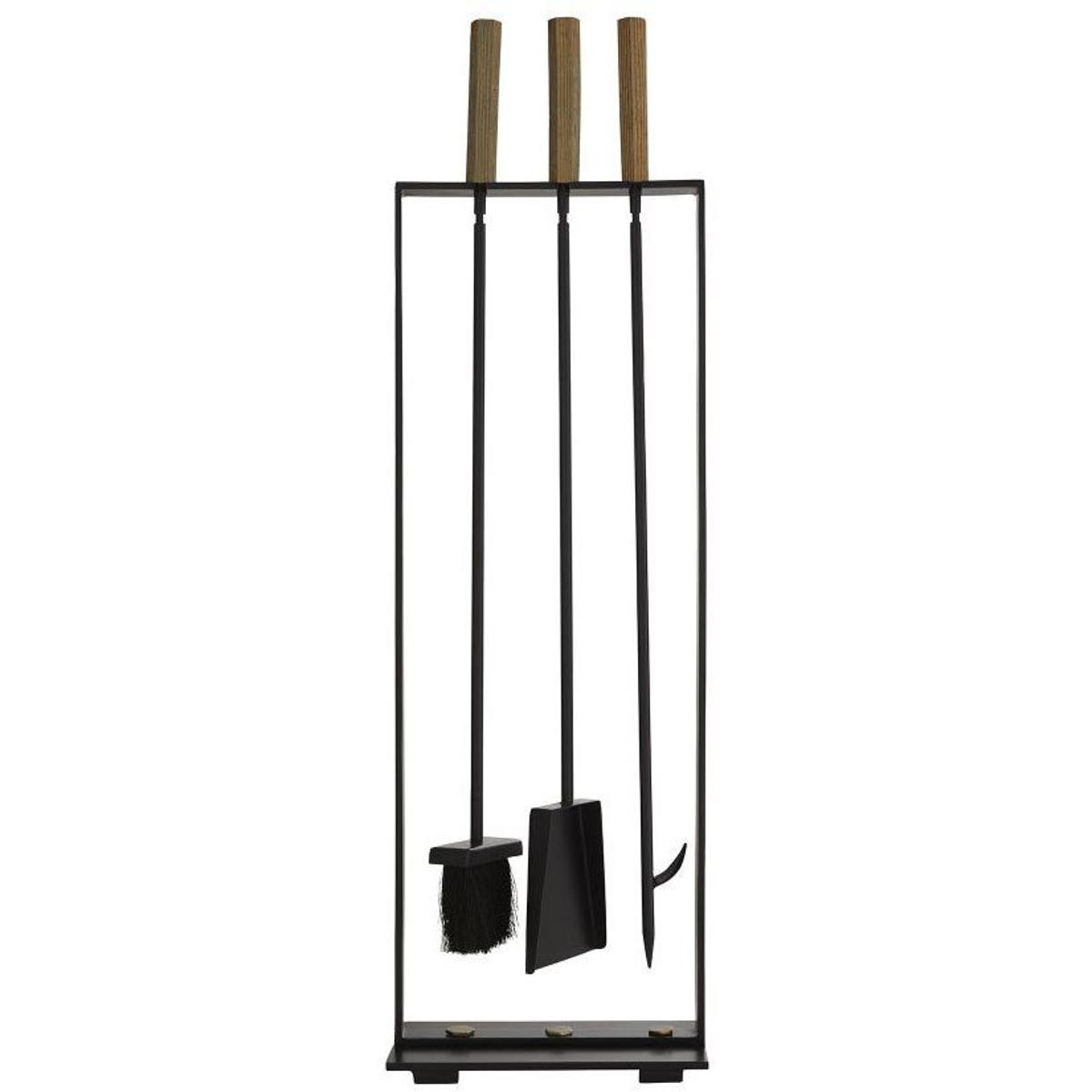 Landt Industrial Loft Black Aluminum 3 Piece Fireplace Tool Set