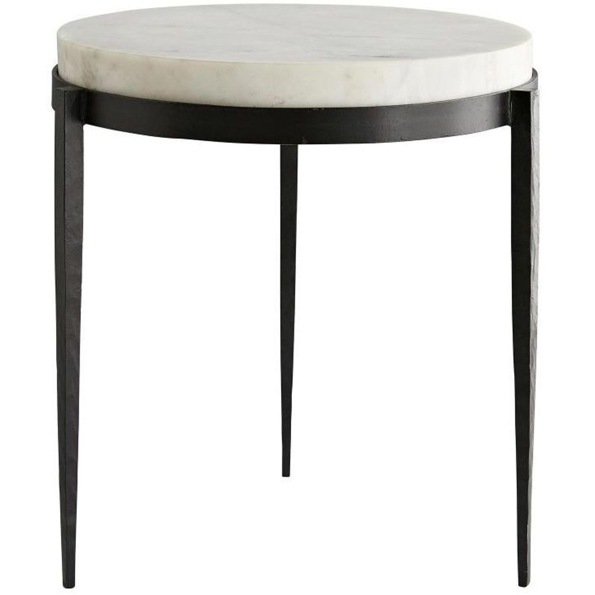 Kelsie Side Table - Black/White - Arteriors - Ivory | End Table, Occasional Table, Small Table - Made of Marble, Made of Iron