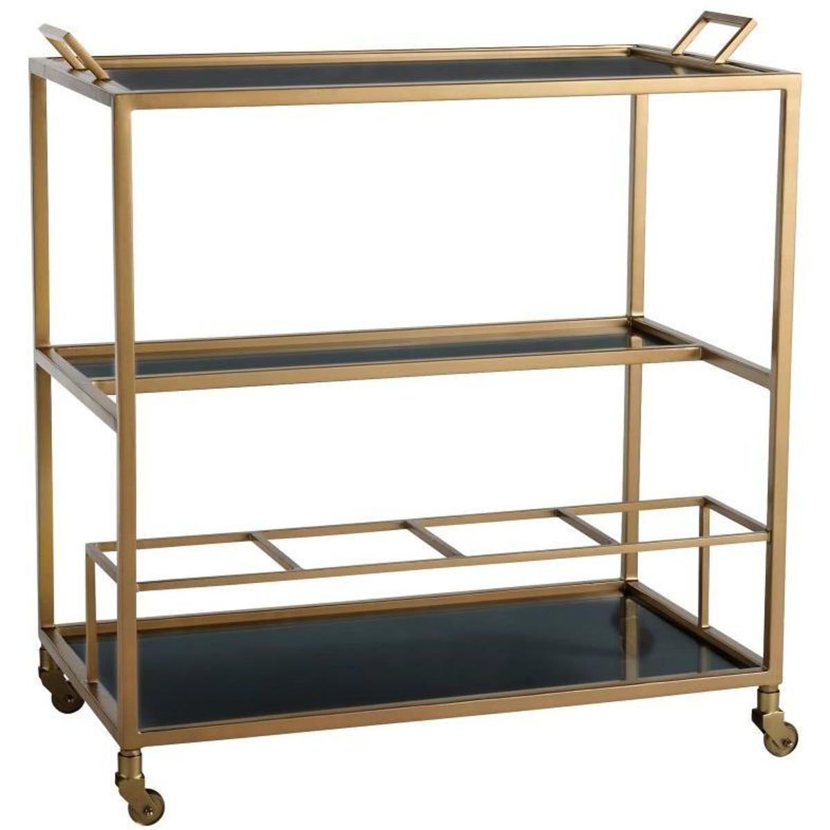 Jak Modern Classic Glass Antique Brass Iron Bar Cart