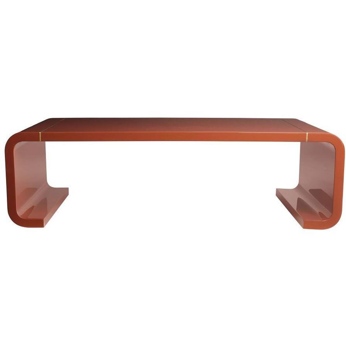 Turnley Rectangular Fiberglass Paprika Antique Brass Coffee Table