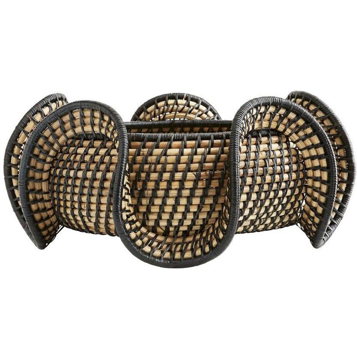 Grisha Coastal Beach Black Natural Rattan Decorative Bowl