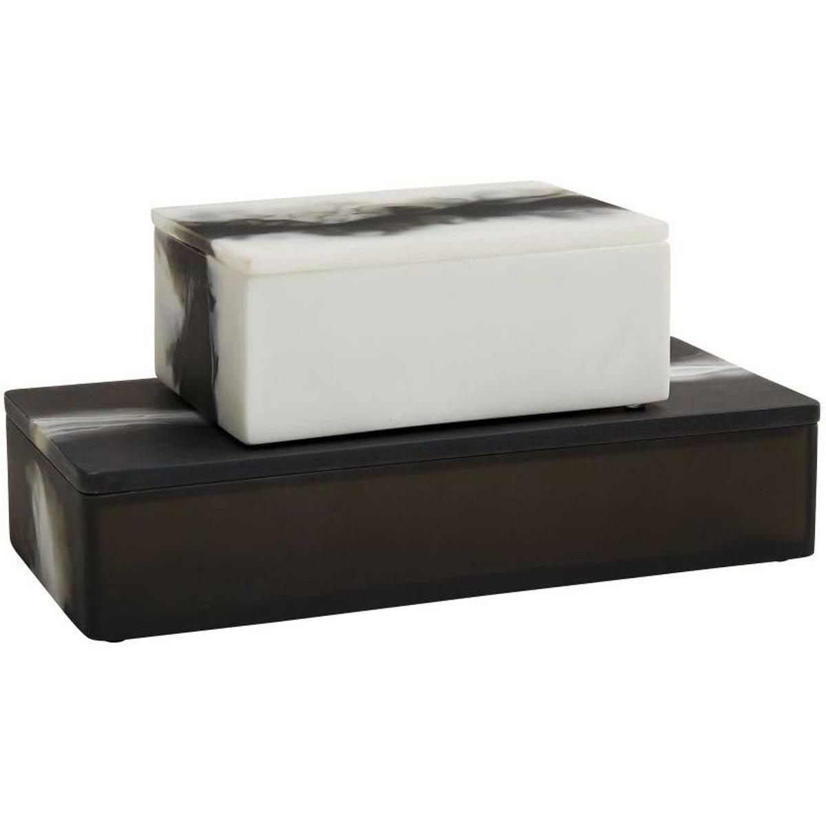 Hollie Modern Black And White Resin Decorative Boxes - Set of 2