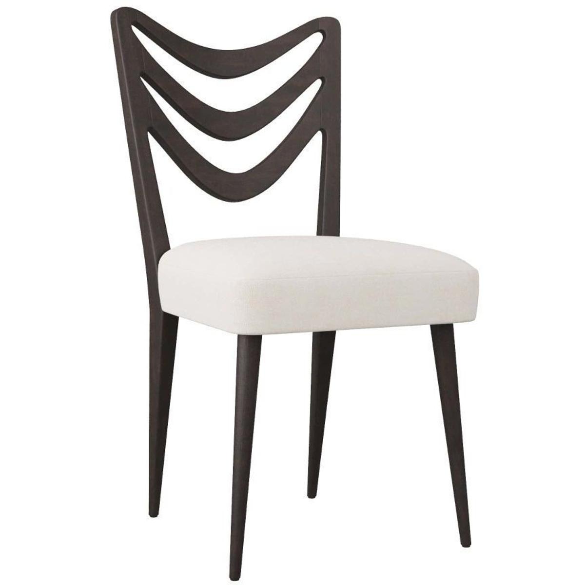 Sutton Mahogany Wood Ebony Upholstered Armless Dining Chair