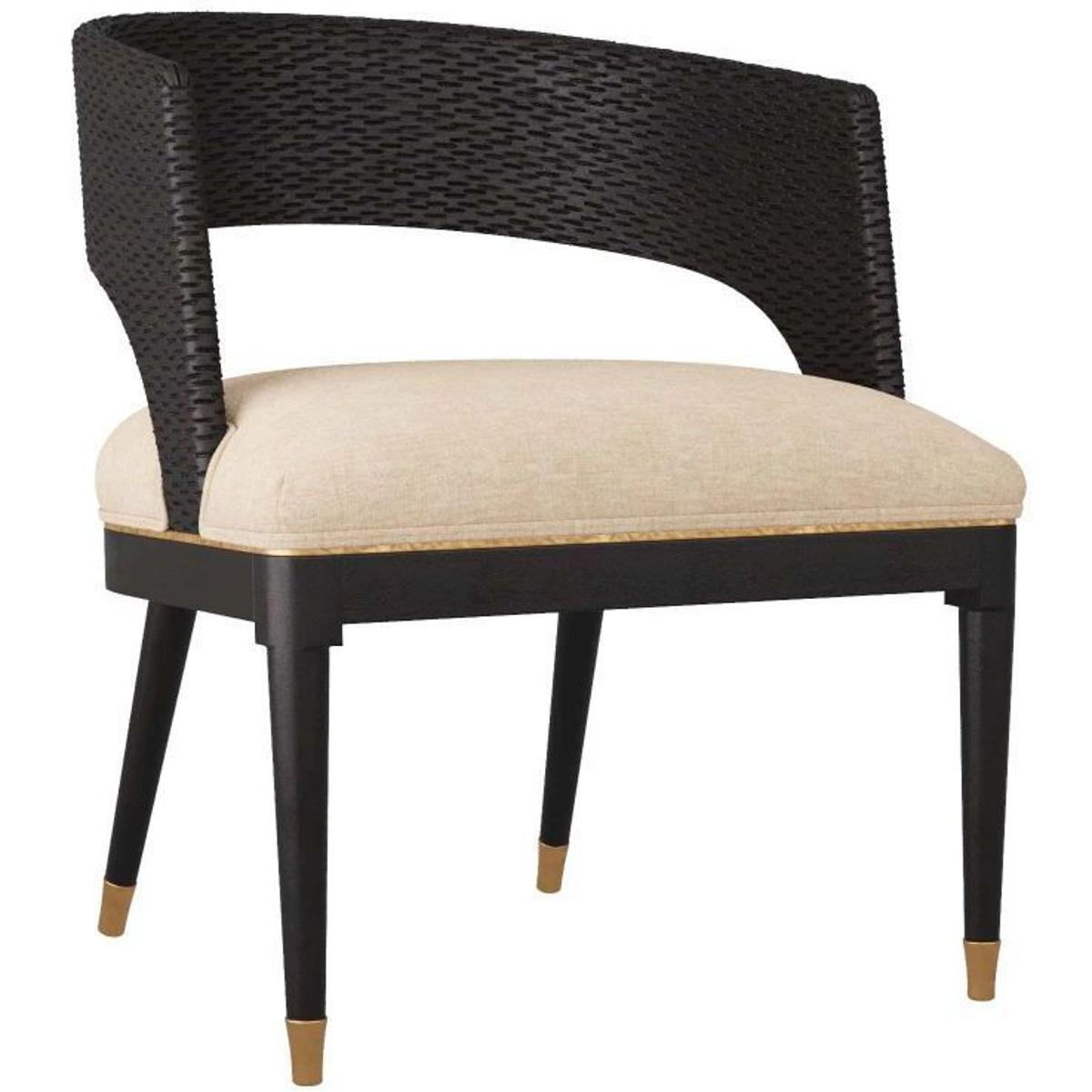 Swanson Mango Wood Black Upholstered Arm Dining Chair