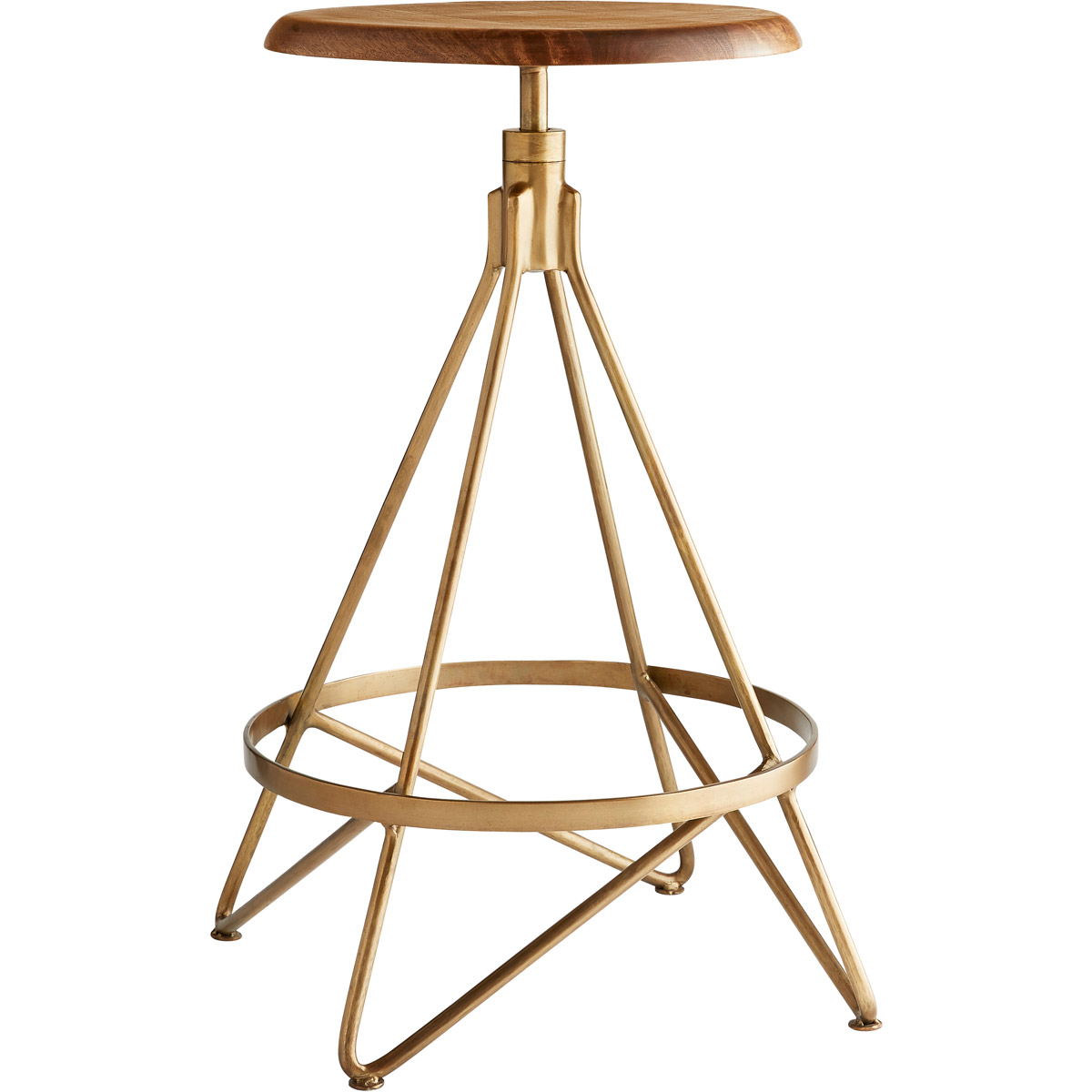 Wyndham Counter Stool - Antiqued Brass - Arteriors | Bar Stool, Kitchen Stool - Brown