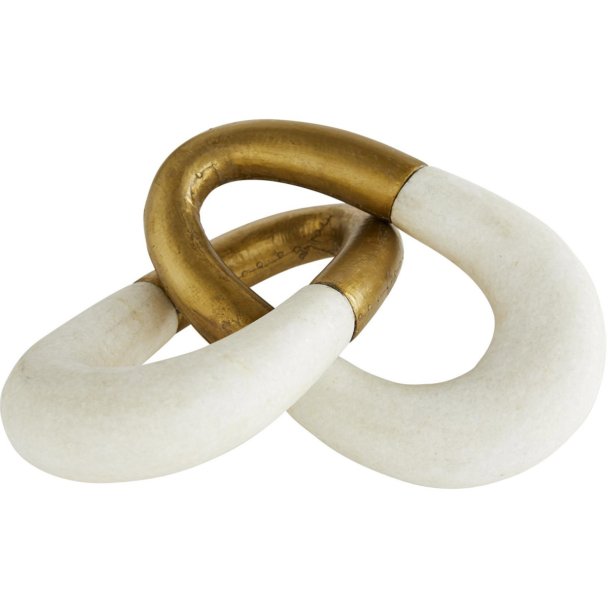 Terra Modern Classic Interlocking White Marble Brass Sculpture