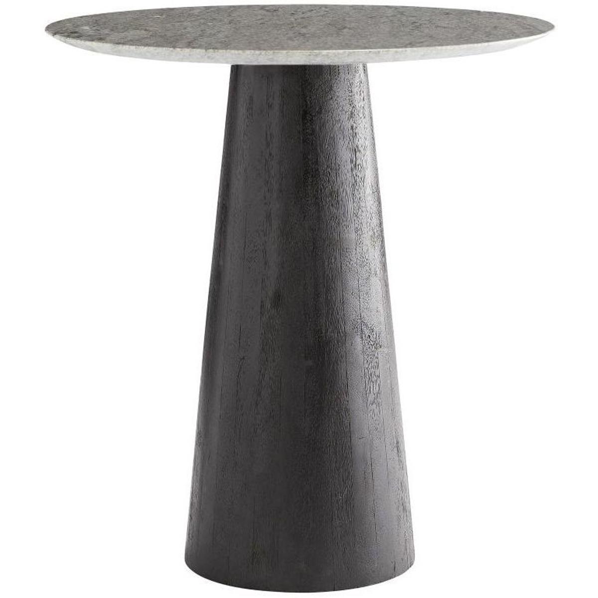 Theodore Industrial Grey Marble Top Black Wood Round End Table