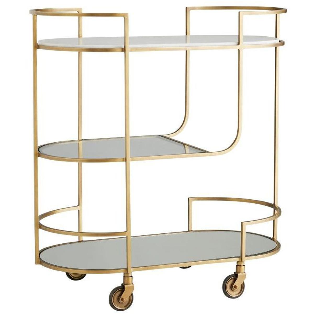 Arteriors 6857 Trainor Antique Brass Bar Cart