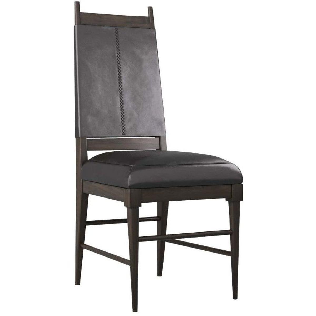 Keegan Beech Wood Ebony Leather Armless Dining Chair