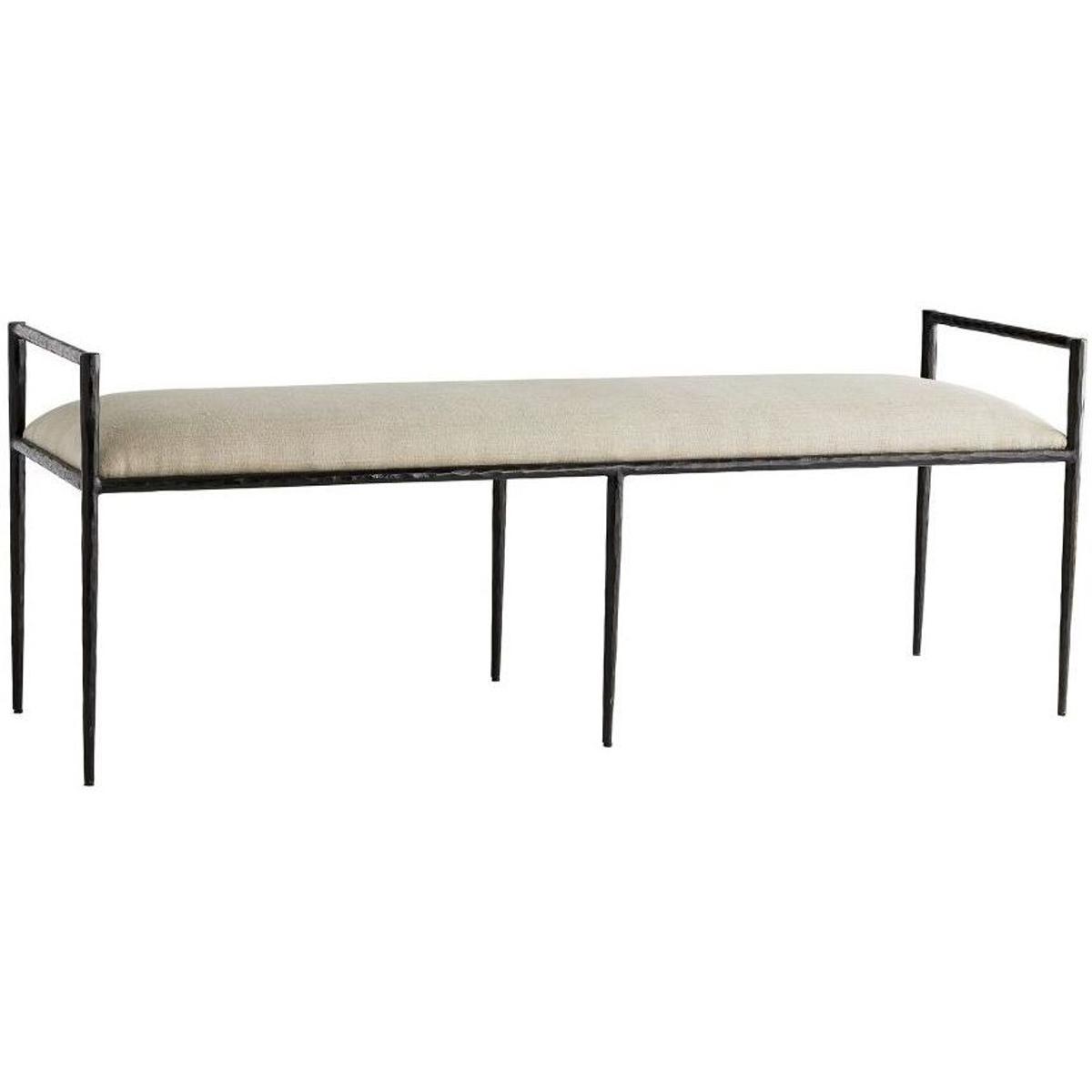 Barbana Natural Linen White Upholstered Accent Bench