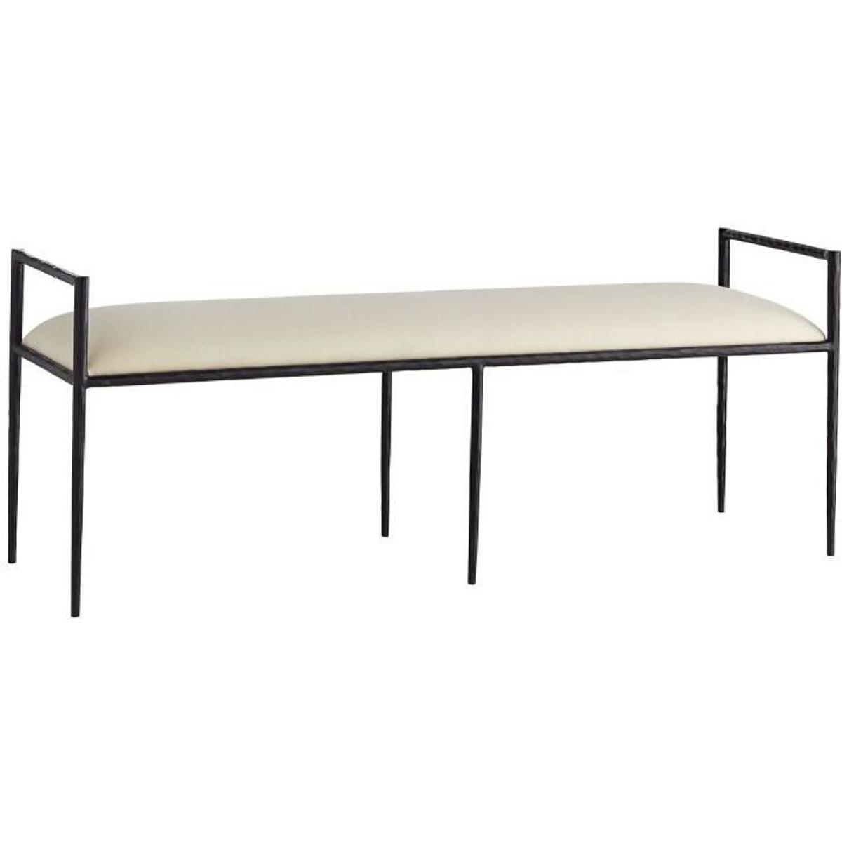Barbana Modern Classic Off White Muslin Black Iron Bench
