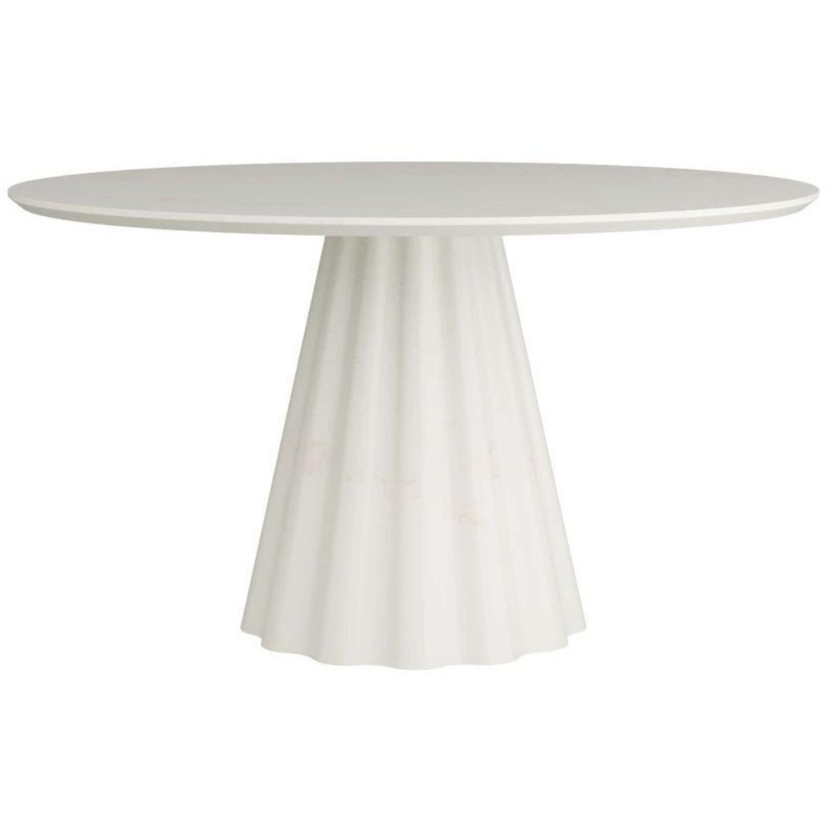 Rinny French White Marble Top Mango Wood Base Dining Table - 54"W