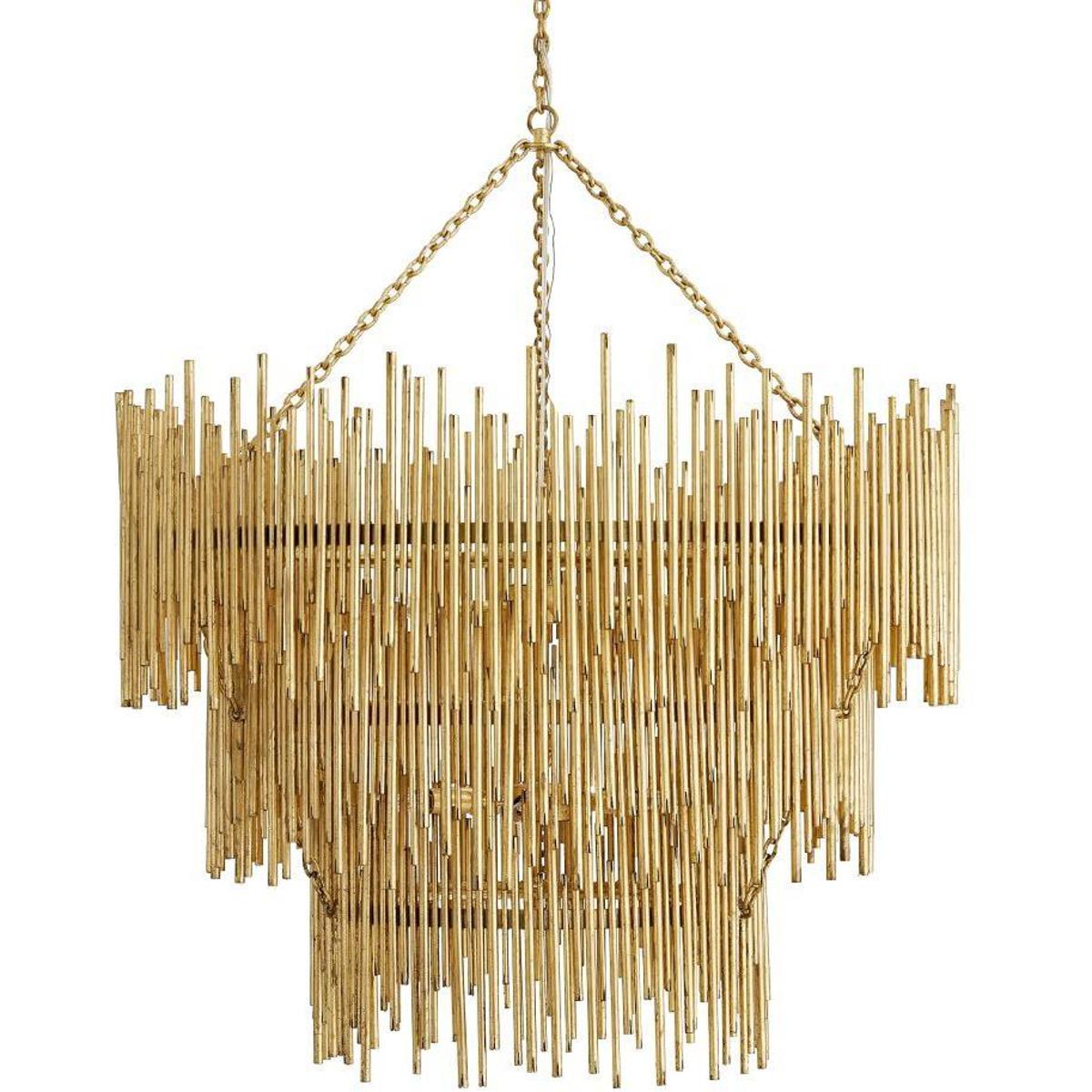 Arteriors 84033 Prescott 12 Light 35 inch Gold Leaf Chandelier Ceiling Light