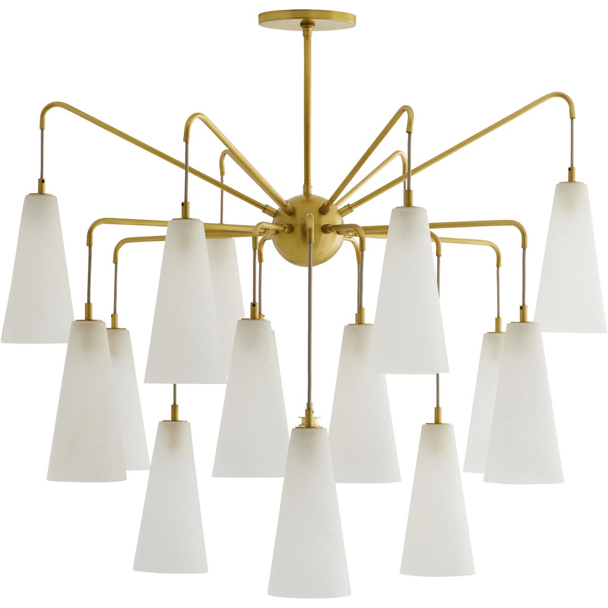 Arteriors 89472 Mika 18 Light 41 inch Opal Swirl and Antique Brass Chandelier Ceiling Light
