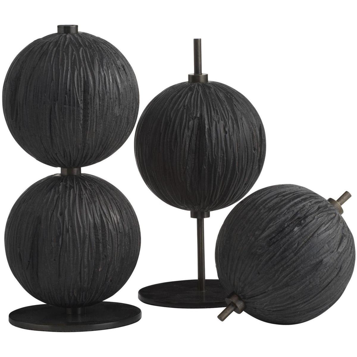 Kyros Ebony English Bronze Black Sculptures Set of 3