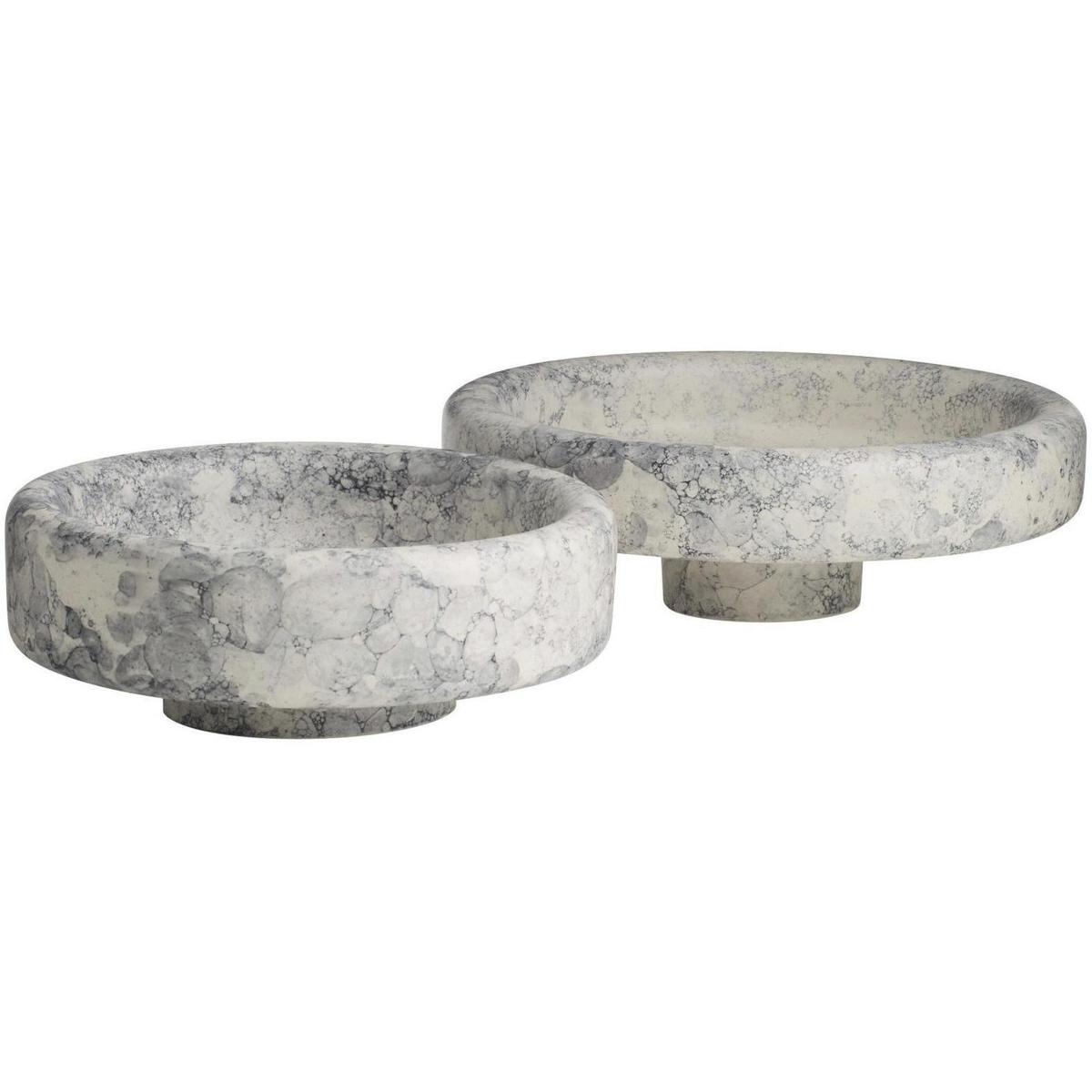 Izzy Modern Classic Grey Ceramic Glazed Centerpiece - Set of 2
