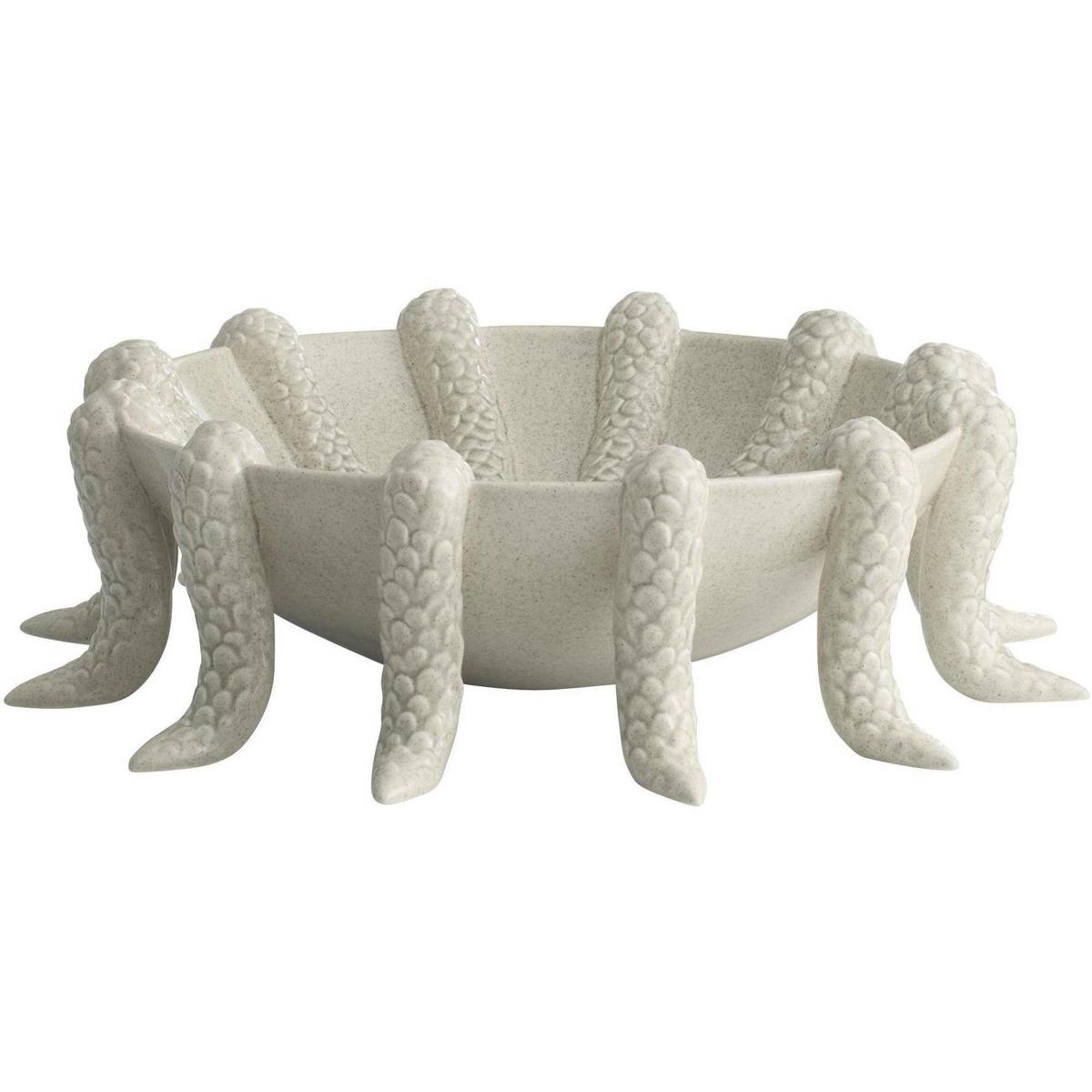 Neptara Modern Cream Porcelain Coral Decorative Bowl