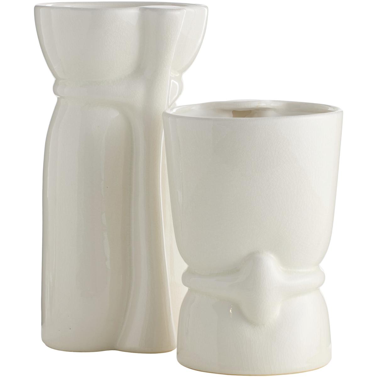Maud Modern Classic White Ceramic Decorative Vase - Set of 2