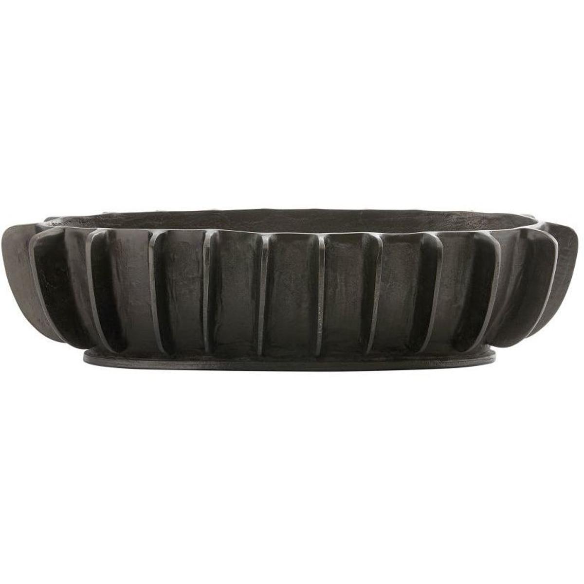 Renzo Industrial Loft Black Aluminum Ribbed Decorative Vase