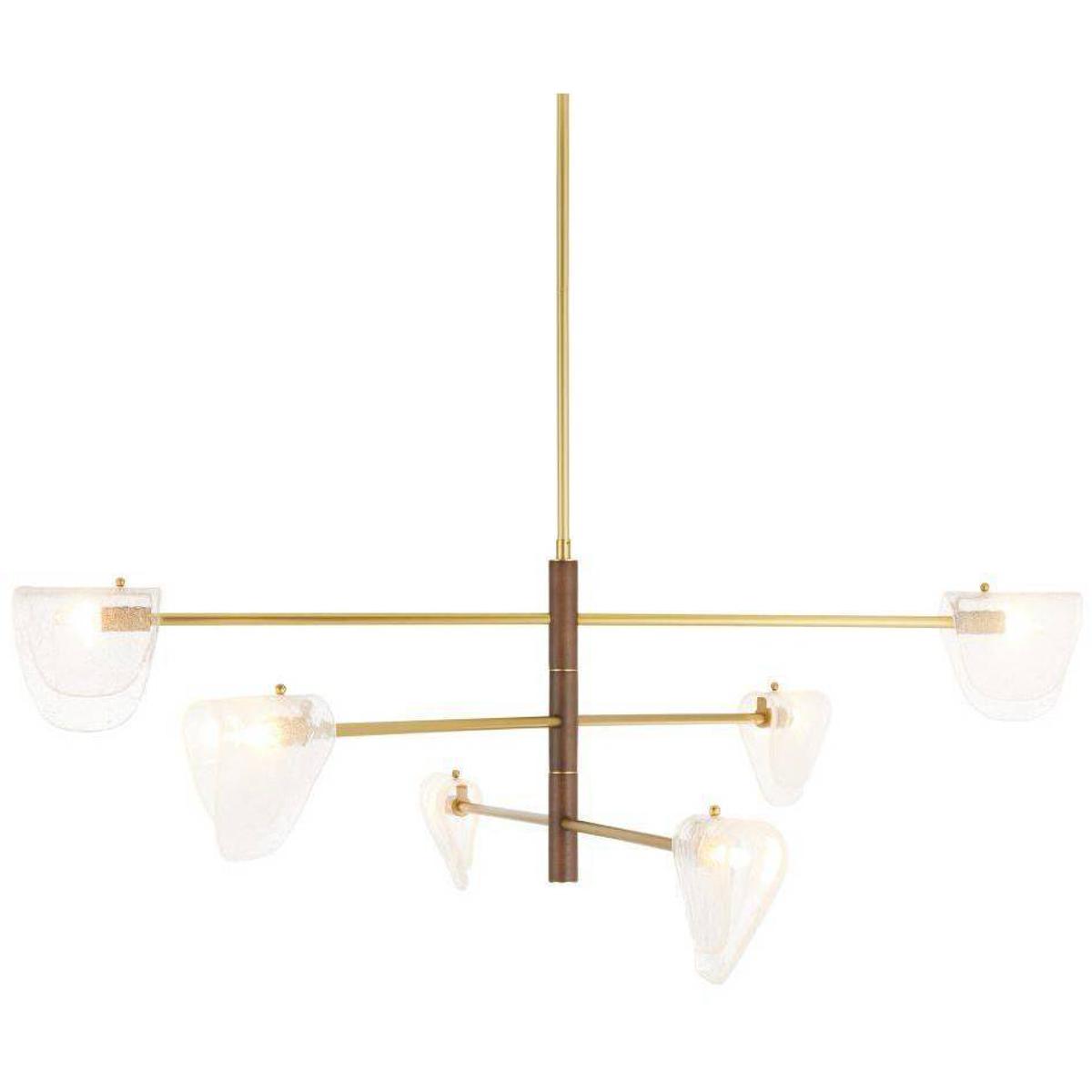 Arteriors DLC35 Hockless 6 Light 52 inch Antique Brass and Walnut Chandelier Ceiling Light