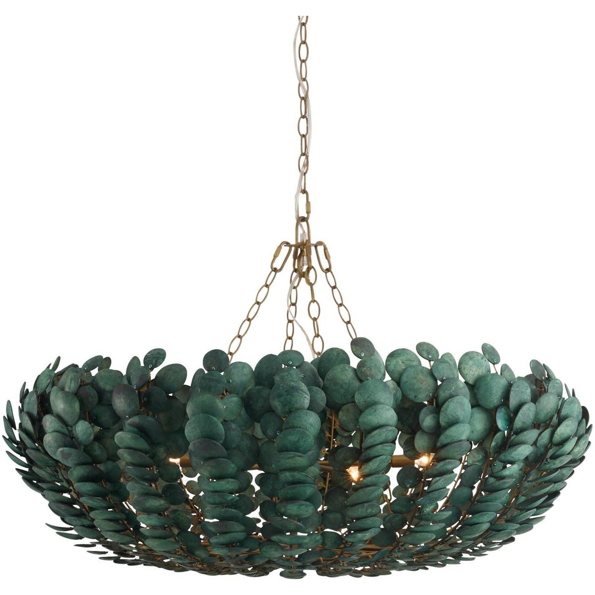 Arteriors DLS18 Bilal 6 Light 52 inch Eucalyptus Stain and Antique Brass Chandelier Ceiling Light