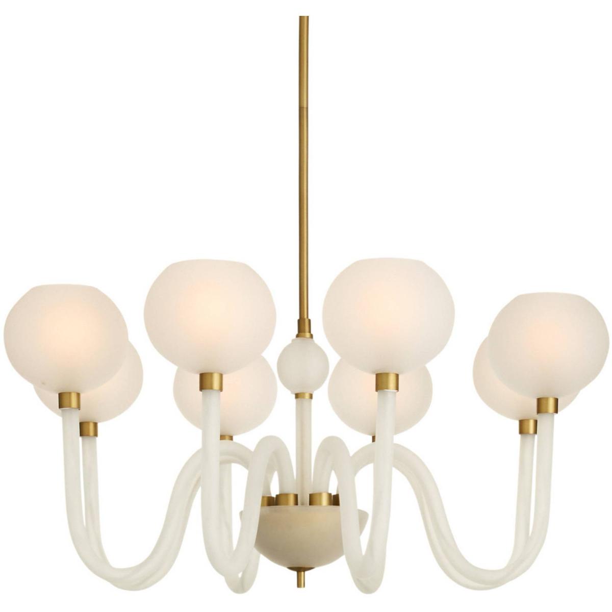 Arteriors DMC37 Tebaldi 8 Light 36 inch Antique Brass and Clear Etched Glass Chandelier Ceiling Light