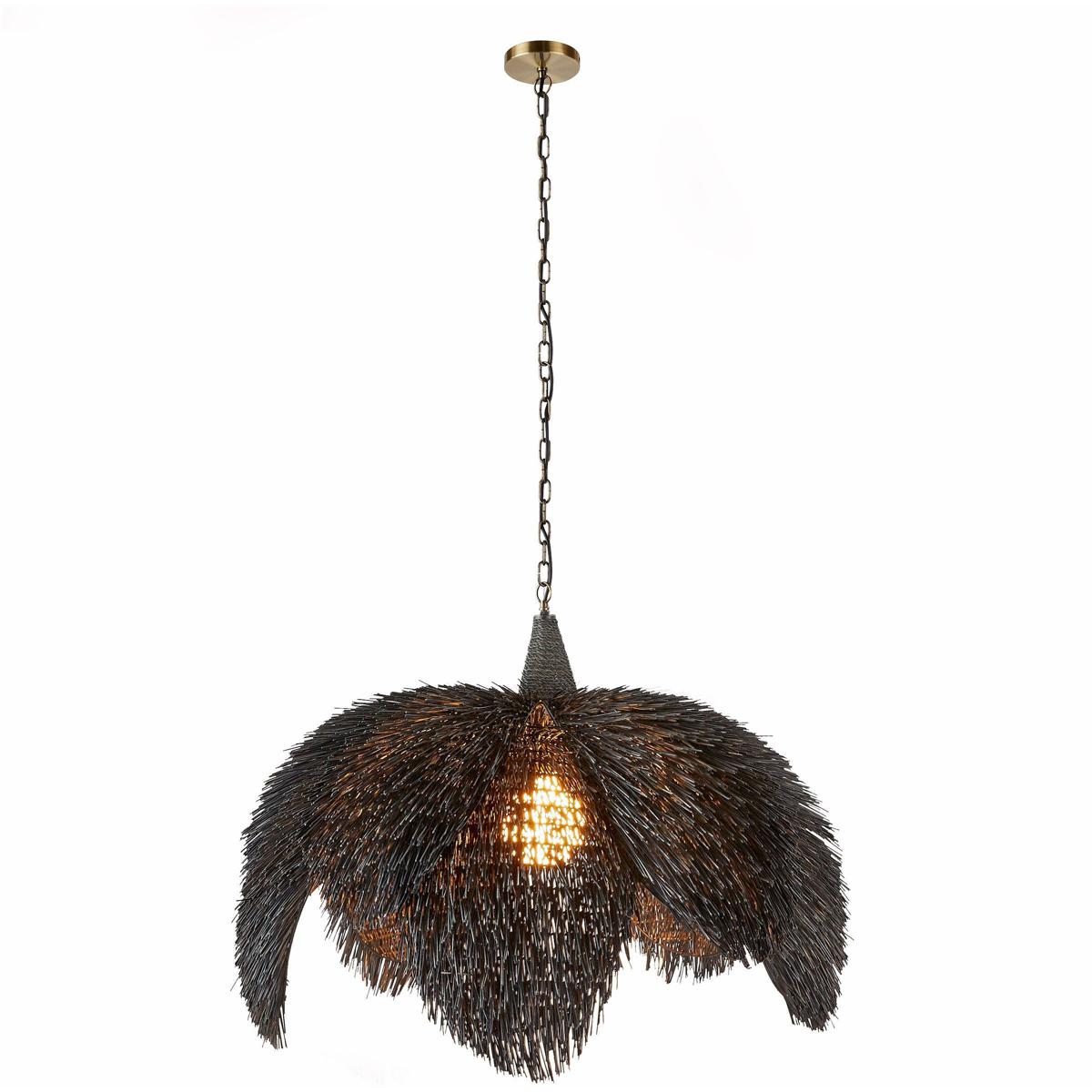 Arteriors DMS17 Ezra 1 Light Black Wash Pendant Ceiling Light