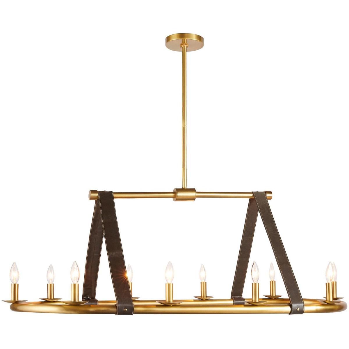 Arteriors DRI02 Englewood 10 Light 52 inch Antique Brass Linear Chandelier Ceiling Light
