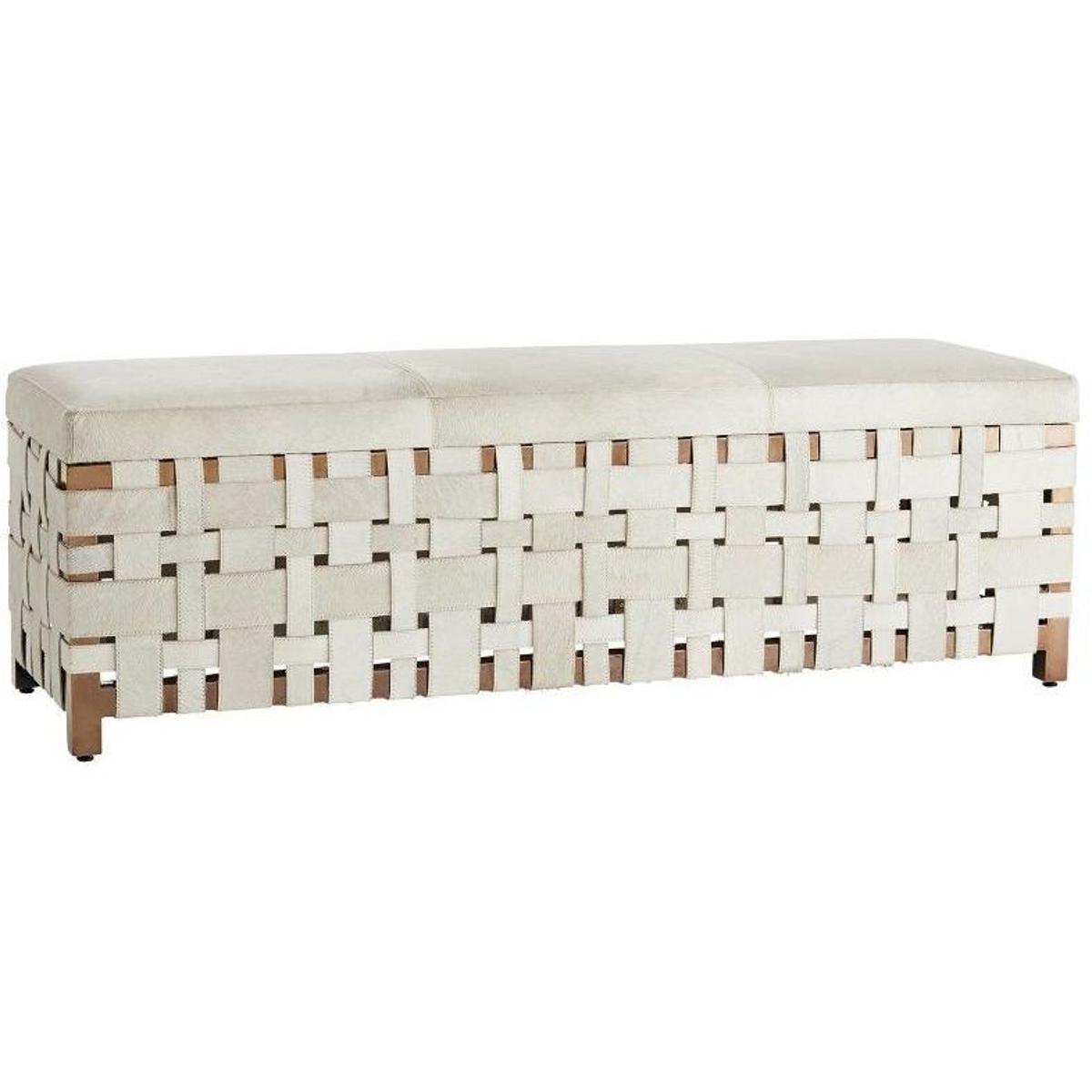 Elis White Rose Gold Leather Accent Bench