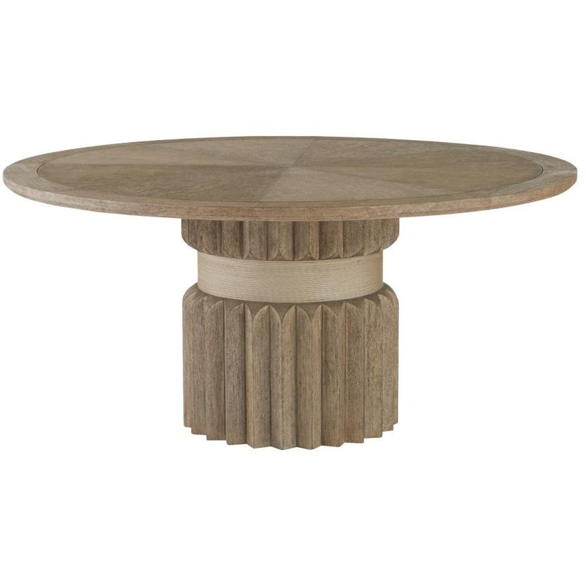Echo Modern Classic Brown Teak Woven Round Outdoor Dining Table - 65"