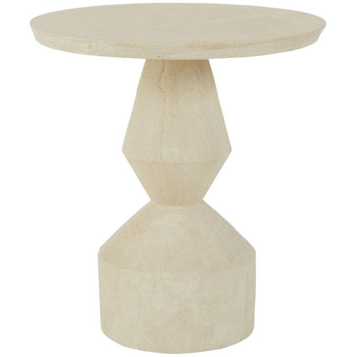 Calypso Modern Classic Beige Concrete Round Outdoor End Table
