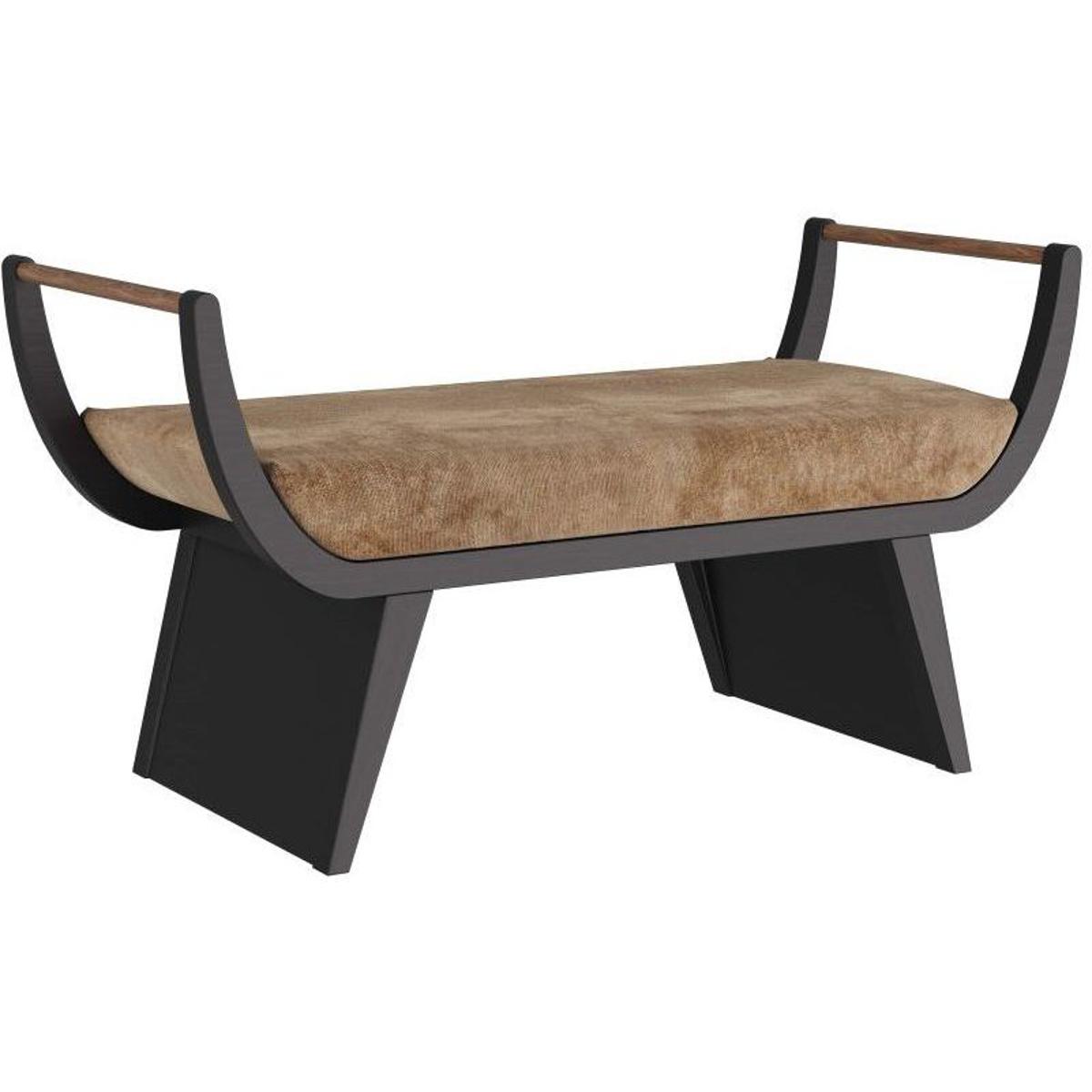 Winston Harvest Ebony Black Velvet Upholstered Accent Bench