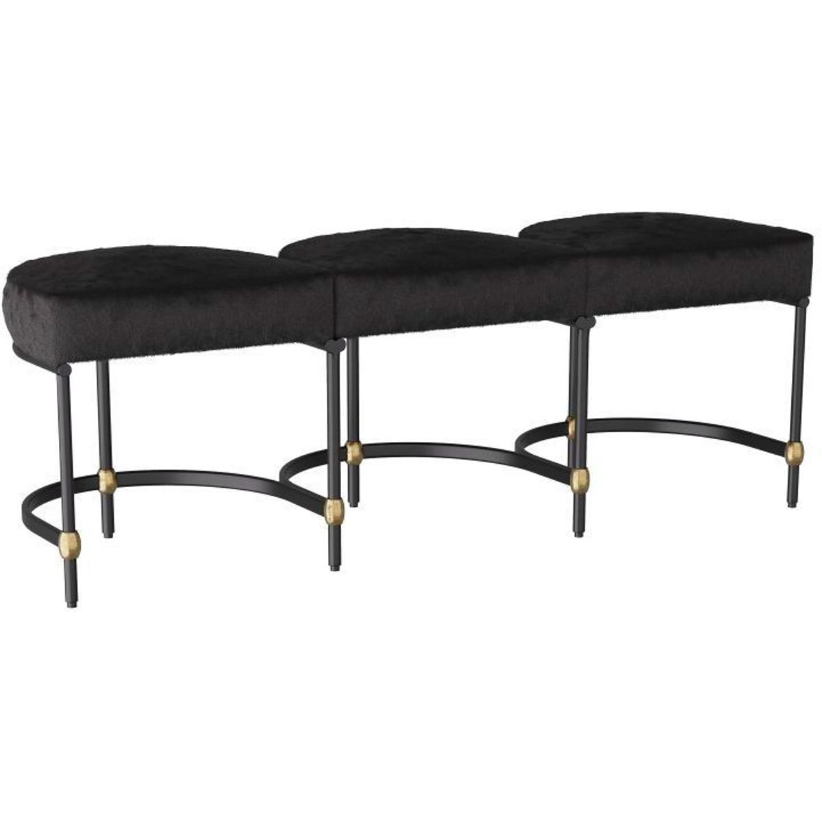 Blaire Black Blackened Bronze Leather Accent Bench