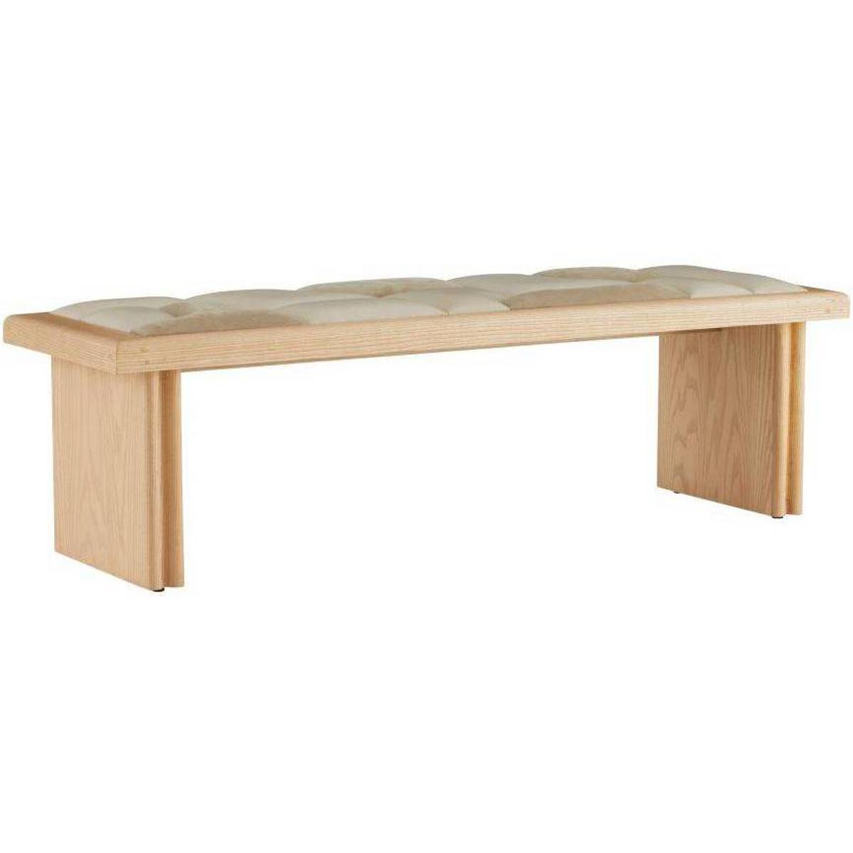 Arteriors FHI09 Fairfield Greige Leather and Taupe Suede with Blonde Wood Bench