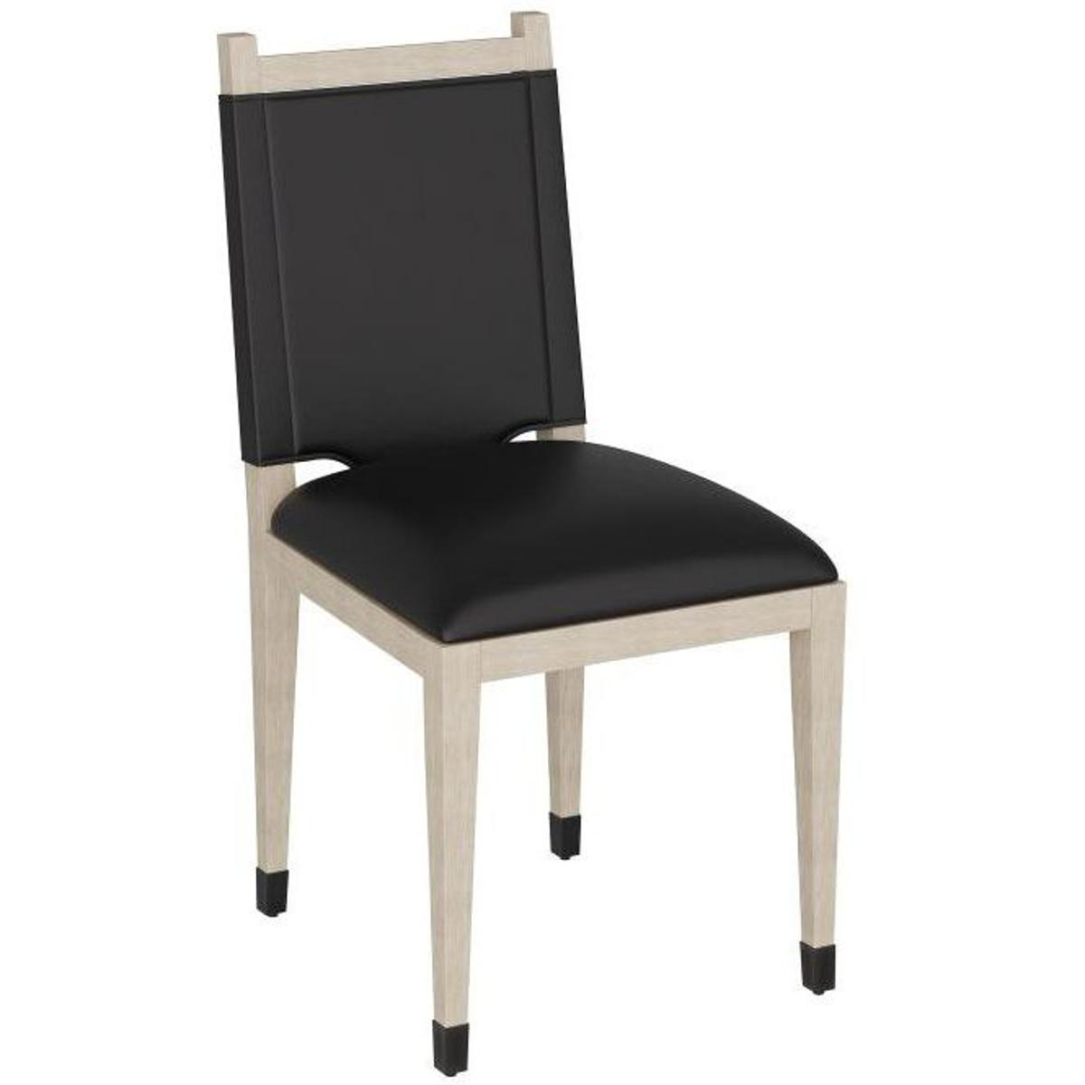 Beech Wood Black Leather Armless Dining Chair