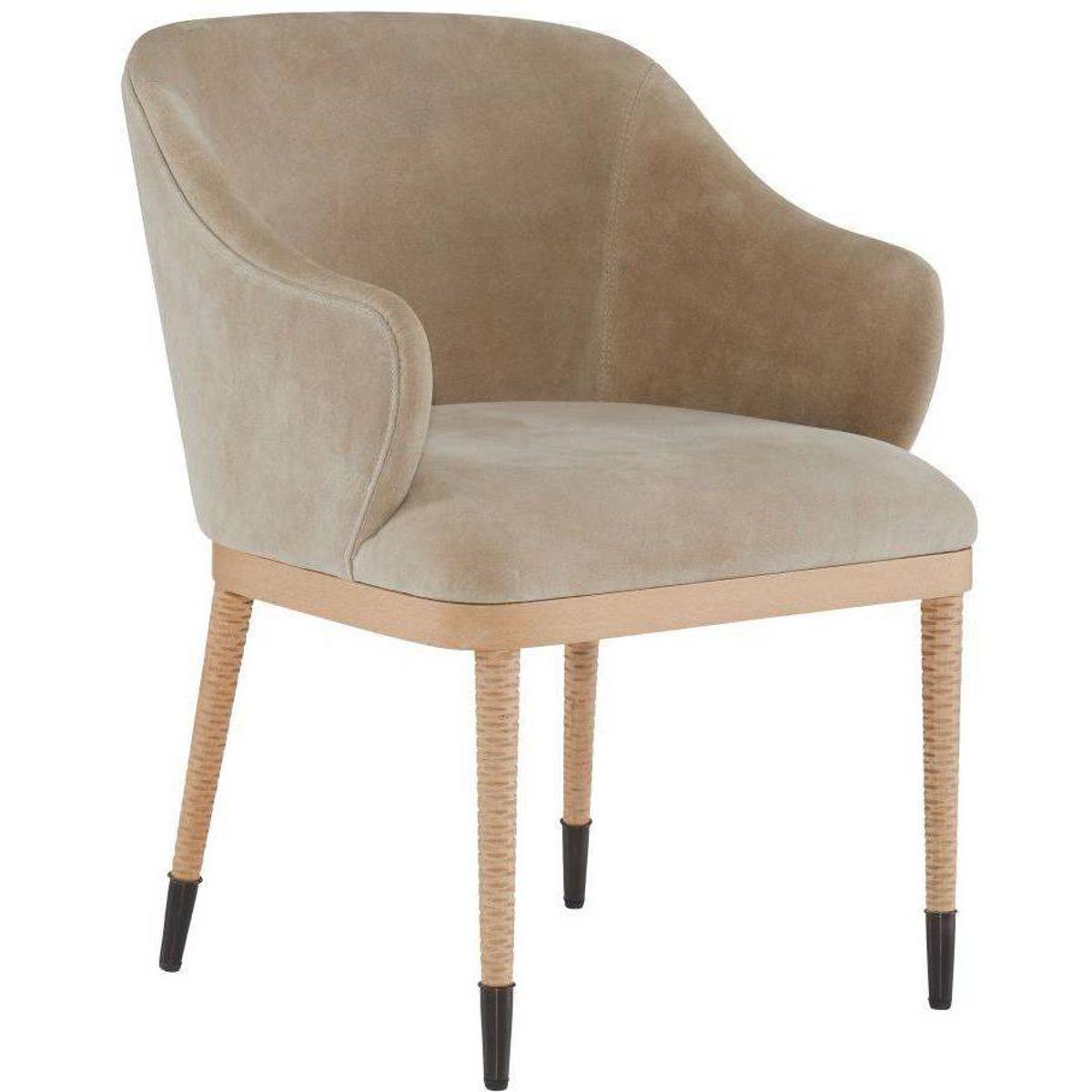 Arteriors FRI21 Hershel Taupe Suede and Blonde Beech Wood with Blackened Bronze Dining Chair