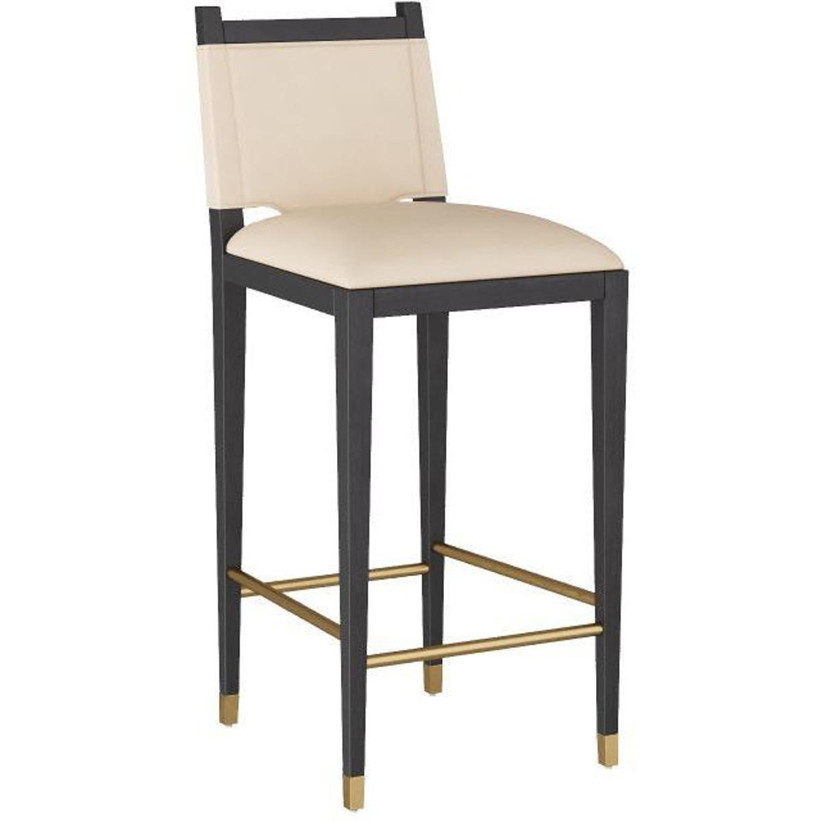 Burdock Vanilla Ebony Upholstered Beech Wood Bar Stool