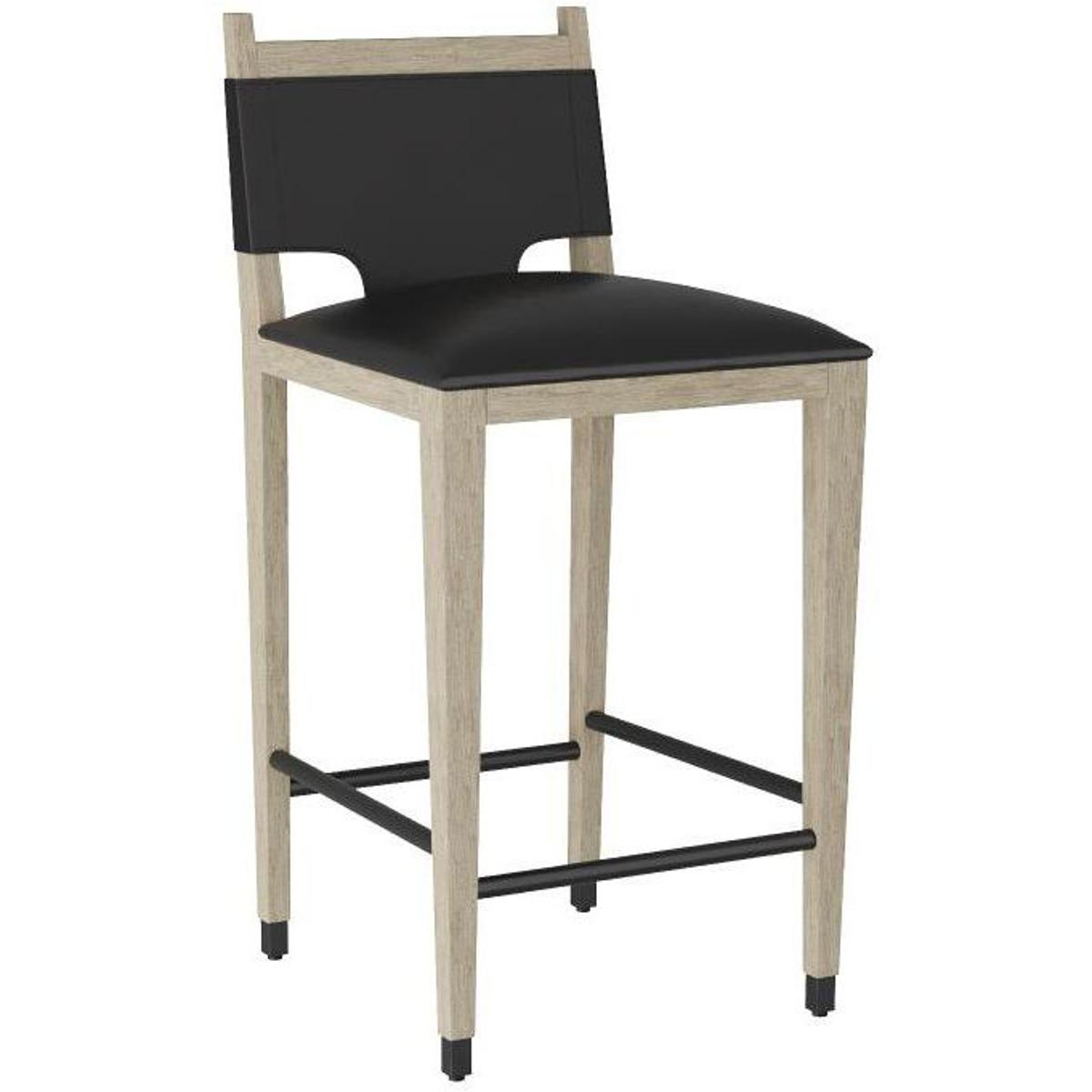 Burdock Black Smoke Upholstered Beech Wood Bar Stool