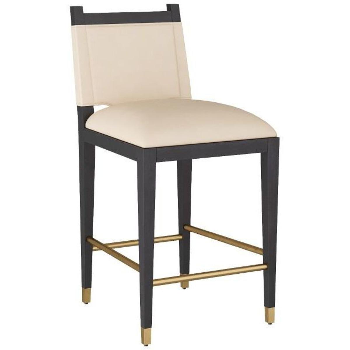 Burdock Vanilla Ebony Upholstered Beech Wood Counter Stool