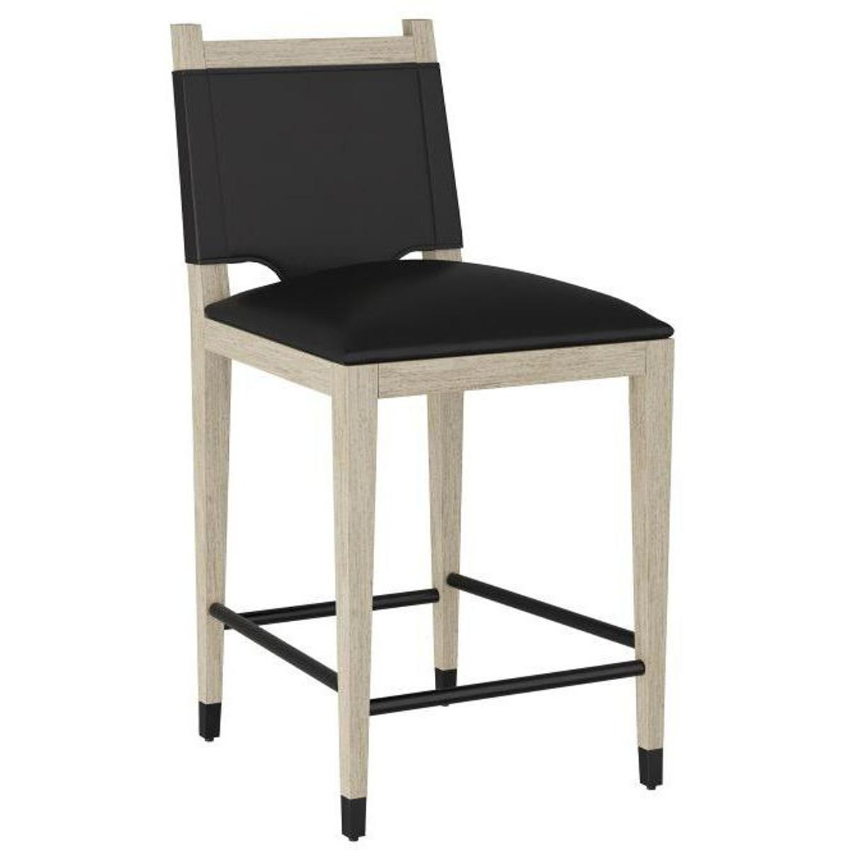 Burdock Black Smoke Upholstered Beech Wood Counter Stool