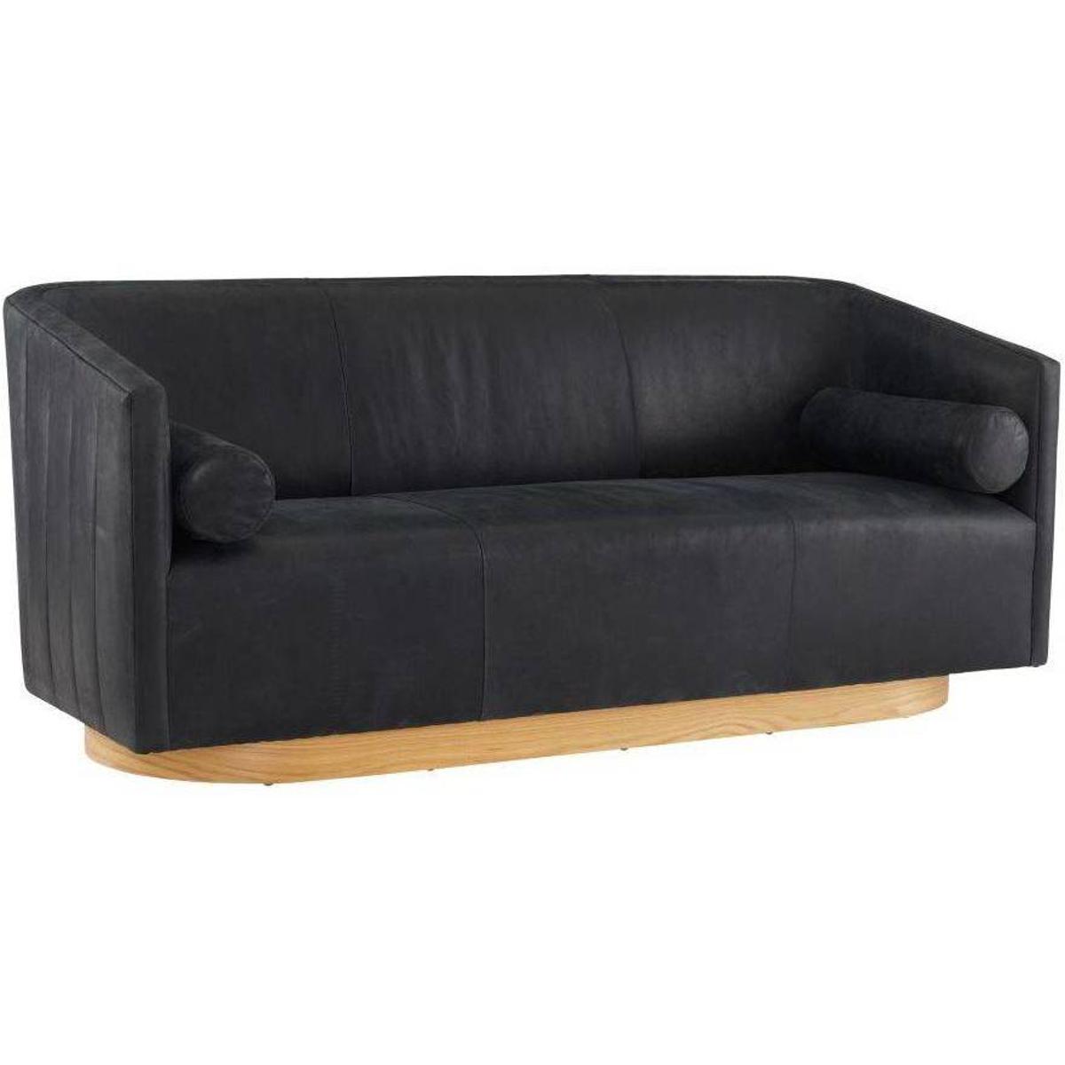 Arteriors FTU05 Huxley Noir Leather and White Oyster Sofa