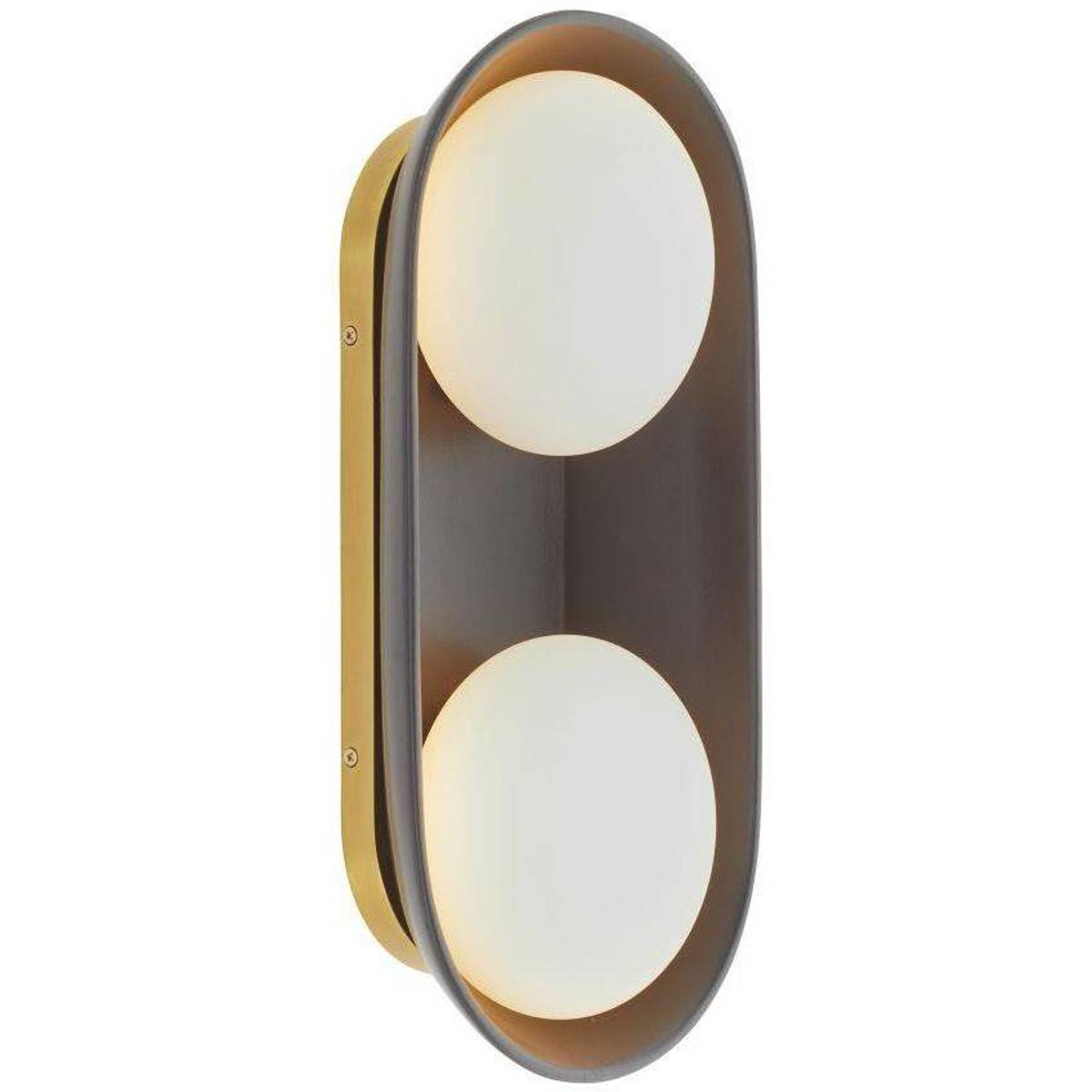 Arteriors GADWC02 Glaze 2 Light 8 inch Antique Brass, Matte Black Ceramic ADA Sconce Wall Light, Large