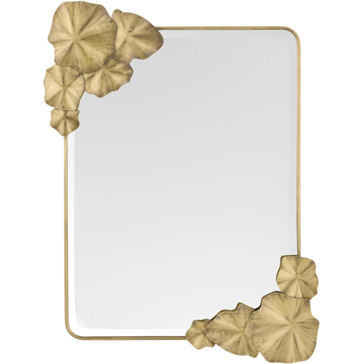 Ismerie Updated Traditional Antique Brass Floral Accent Wall Mirror