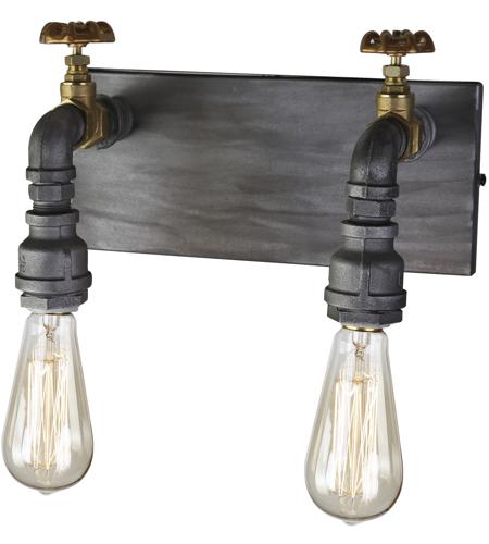 Artcraft AC10812 American Industrial 2 Light 7 inch Iron and Brass Wall Sconce Wall Light