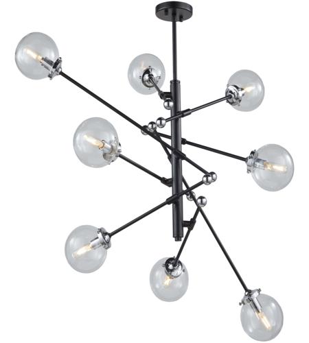 Vero Modo 8 Light 44 inch Matte Black and Chrome Chandelier Ceiling Light