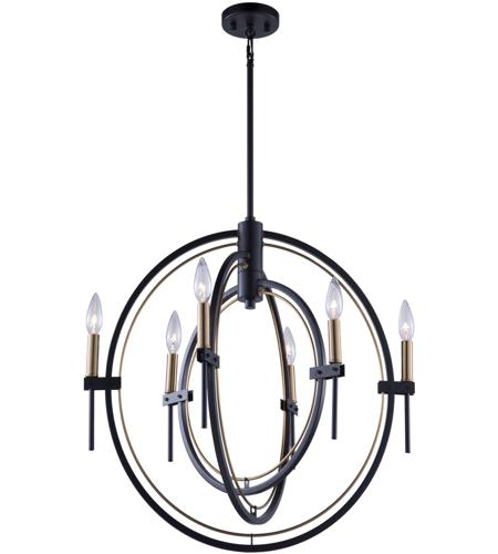 Artcraft AC11456 Anglesey 6 Light 25 inch Matte Black and Harvest Brass Chandelier Ceiling Light
